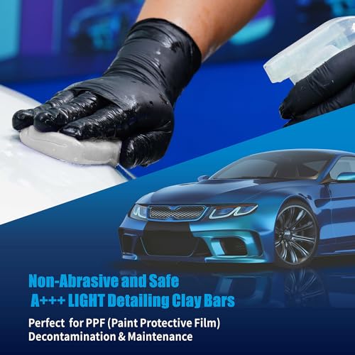 Light Clay Bars Auto Detailing, Clay Bar for Cars Paint Protective Film, Paint Surface, Plastic and Metal Detailing(3x100g,White,Light) - style: Light