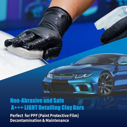 Light Clay Bars Auto Detailing, Clay Bar for Cars Paint Protective Film, Paint Surface, Plastic and Metal Detailing(3x100g,White,Light) - style: Light