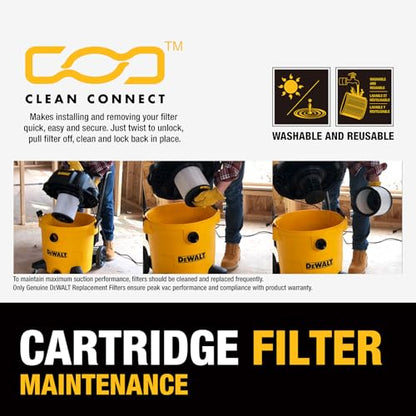 DEWALT STEALTHSONIC Wet Dry Shop Vac 6 Gallon 5 HP, DXV06P-QT | Ultra Quiet Motor with Powerful Suction, Complete Matching Attachment Set for Garage, Workshop, Jobsite and Basement - size: 6 Gallon (1 Dust Bag)