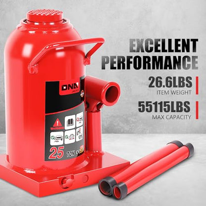 DNA Motoring 25 tons / 55115 lbs Lifting Automotive Welded Hydraulic Bottle Jack for Repair Vehicle, Pickup, Truck, w/Manual Handle, Red,TOOLS-00363 - color: red, style: 25 ton