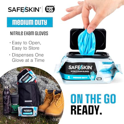 SAFESKIN Disposable Nitrile Gloves in POP-N-GO Pack (50 or 200 Count) Medium Duty, Powder-Free -Cleaning, Gardening, Crafts - size: Small (Pack of 50)