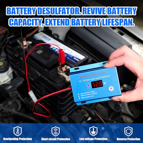 Battery Desulfator Reconditioner for 12V–72V Lead-Acid Batteries, Pulse Repair to Restore & Extend Battery Life – Works with AGM, Gel, VRLA, SLA, Flooded – for Car, RV, Solar, Marine, Golf Cart