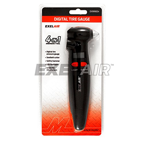 EXELAIR by Milton (EX999004) 4-in-1 Digital Tire Gauge Auto Emergency Tool