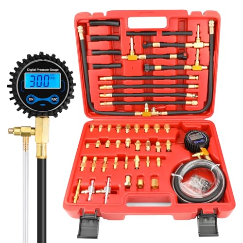 BETOOLL Digital Pro Fuel Injection Pressure Tester Kit Gauge 0-300 PSI with 9.49,7.89,6.30 Fuel Line Fittings - size: Digital Pro Fuel Pressure Test Kit