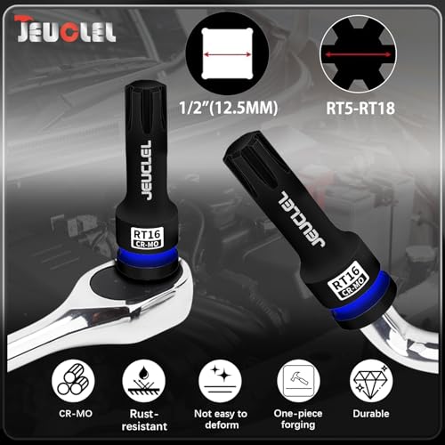 RT16 Spline Bit Socket, 1/2" Drive Spline Hex 6 Point Impact Socket | 3-Inch, Cr-Mo Steel, Lengthen Screwdriver Adapter for Electric Ratchet Wrenches, Fastening Screws, Socket Wrench, Head Drill - size: RT16