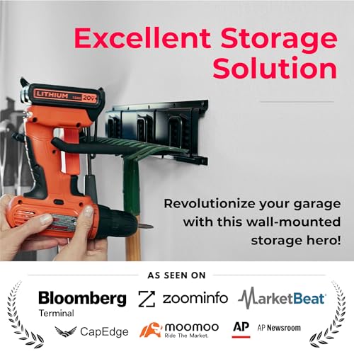 TIDYME Garage Tool Organizer Wall Mount - 48 inches - Sturdy Storage Rack with Adjustable Hooks, Anti-Rust - Easy Installation, 300lbs Capacity - Garden Tool Organizer (03 Racks & 06 Hooks) - size: 48" Carbon Steel with 3 Racks & 6 Hooks
