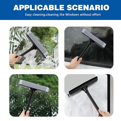 15.9" Window Squeegee for Car,2 in 1 Window Cleaner with Long Stainless Steel Handle,Sponge Car Squeegee for Gas Station, Glass,Shower,Outdoor High Window Cleaning (15.9")