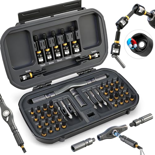 46 in 1 Magnetic Ratchet Screwdriver Set, Multi-Bit Screwdriver Kit, Nut Driver Set, Detachable Ratchet Handle with Storage Case, Repair Tool Kit for Furniture, Computer, Bicycle - style: 46-in-1 New Version