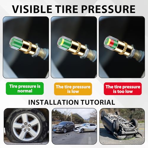 35PCS TireCar Tire Pressure Monitor Valve Stem Caps Sensor Indicator and Repair Plugs, Rubber Nail Kit and Gum Strips for Car Truck Motorcycle Emergency Repair