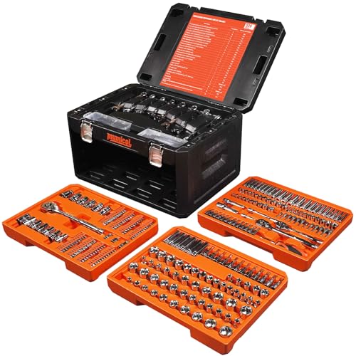 Mechanic Tool Set, Socket Set, 320-Pcs Professional Mechanics Tool Set & Metric and Standard Socket Set, 1/4″ 3/8″ 1/2″ Drive with 72-Tooth Ratchet, Car Mechanic Tool Kit for Automotive Repair