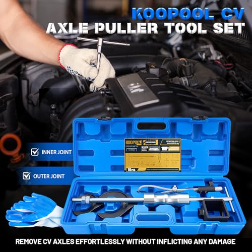KOOPOOL 10-Pc CV Axle Puller Set – Slide Hammer, 2" & 2.5" Forks | Heavy-duty CV axle puller with slide hammer & 2"/2.5" forks for FWD & independent suspension