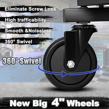 Rolling Stool with Wheels, Adjustable Height Pneumatic Garage Work Mechanic Stool Seat with Backrest, 400 LBS Capacity 360° Swivel Mechanic Crepper Chair with Tool Tray Storage, Gray - color: Carbon Fiber Gray