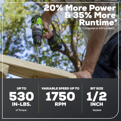 Greenworks 24V Brushless 2PCS Cordless Power Tool Combo Kit, 1950 in-lbs Impact Driver and 530 in-lbs Hammer Drill, with a 2Ah Battery and 2A Fast charger - size: 2PCS Combo Kits(Hammer Drill+Driver)