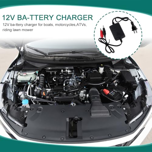 12V 1300mA Sealed Lead Acid (SLA) Battery Charger, Trickle Charger for Car Battery, Battery Charger Maintainer with Short Circuit Protection, Universal Charger Adapter for Car Motorcycle