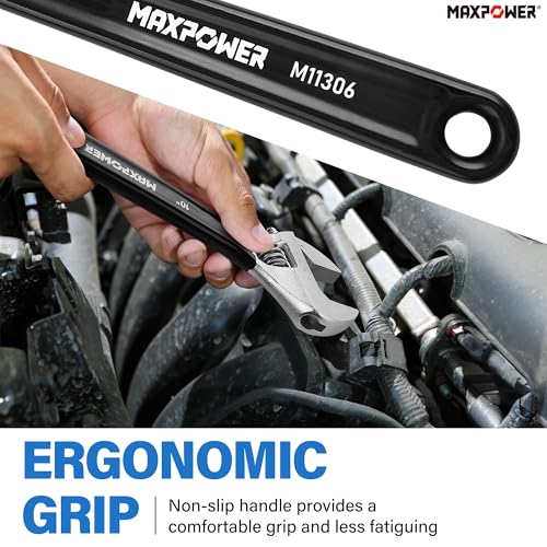 MAXPOWER Adjustable Wrench Set, 4-Piece Adjustable Wrenches 6-inch, 8-inch, 10-inch and 12-inch, Metric & SAE Scales, Extra-Wide Jaw and Soft Girp Wrench Set
