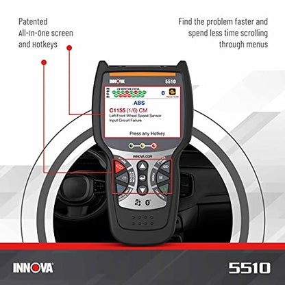 INNOVA 5510 OBD2 Scanner, Scan Tool for ABS, All System Scanner, Caliper Service, Brake Pad Life, Read/Erase ABS/SRS Codes, Reset Oil Light, Live Data, Updates Included