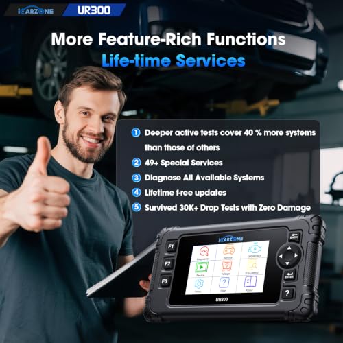 UR300 Diagnostic Scan Tool for All Cars, 48 Resets with 200+Subfuncitons, 4000+Bidirectional Test Items, Battery Registration, OBD2 Scanner, ECU Coding for BMW/VW/Audi, CAN-FD Supported