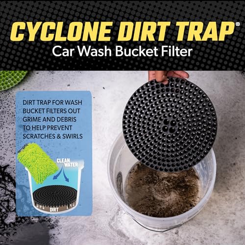 Chemical Guys, Cyclone Dirt Trap Car Wash Bucket Insert, Red, 12 in Filter | Two-bucket car wash method, for cars, trucks and SUVs, 300 funnel cyclonic filter, for 5 gallon buckets