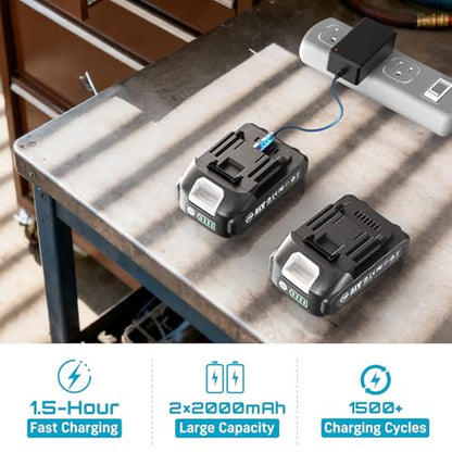 Cordless Electric Ratchet Wrench 3/8", 6" Extended Neck, 3-Speed Adjustable, 74 Ft-lbs Max Torque, 21V Power Brushless Ratchet with 2×2.0Ah Batteries & Fast Charger, 8 Sockets, 1/4"& 1/2" Adapter - size: Extended 6 Inch