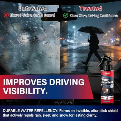 SHIELDOM Car Glass Cleaner Water Repellent Kit, Cleans & Adds Hydrophobic Protection, Streak-Free Cleaner Rain Repellent Spray Safe on Car Windshield, Tinted Windows, Mirrors, Trucks, SUVs & Home
