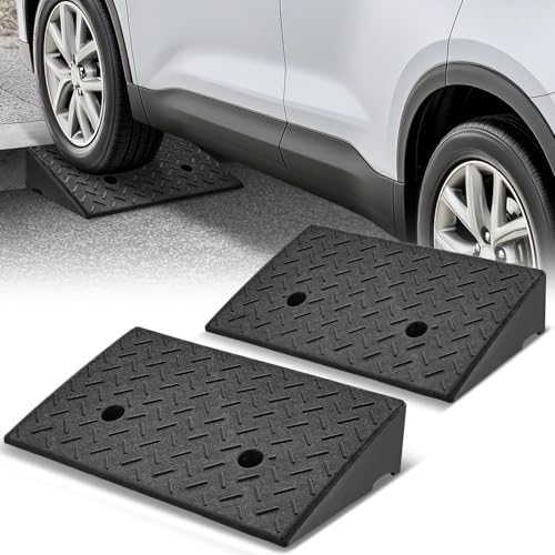 Auto Dynasty Rubber Curb Ramps, 4.3" Lift Height Curbside Driveway Ramp, 4410 LBS/2T Capacity Sidewalk Curb Ramp for Cars Trucks Bikes Motorcycles Wheelchairs, 2 Pack - size: 4.3" Rise