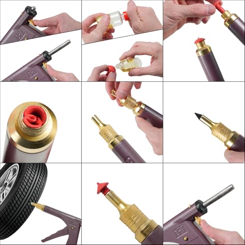 Tire Plug Kit, Tire Repair Kit, Mushroom Tire Plug Kit, Heavy Duty Tire Repair Tools for Tubeless Tires, Complete Set with Plug Gun and More for Truck, ARB, ATV, Tractor, RV, SUV, Trailer