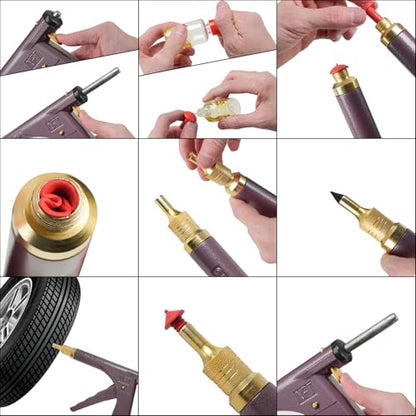 Tire Plug Kit, Tire Repair Kit, Mushroom Tire Plug Kit, Heavy Duty Tire Repair Tools for Tubeless Tires, Complete Set with Plug Gun and More for Truck, ARB, ATV, Tractor, RV, SUV, Trailer