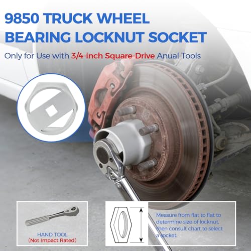 6-Point Truck Wheel Bearing Locknut Socket Set with Display Tool Board 9850, 3/4 inch Driver Axle Nut Socket Set Tools for Heavy Duty Truck 21 Pcs, High-Strength Steel