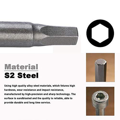 VESTTIO Hex Allen Wrench Long Screwdriver Bit Set H6 6mm Metric Drill Bit 10PCS 1/4 Inch Hex Shank 3 Inch/75 mm Length S2 Steel with Magnetic for Power Screwdriver Drill Impact Driver Repair Toolkit - size: 10 HEX / 3 inch