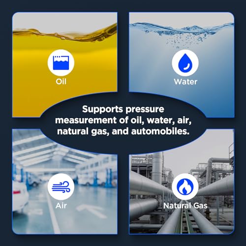 AUTOOL Manometer Gas Pressure Tester -100 to 300Kpa Digital Manometer HVAC 11 Units, Data Lock & Storage with Magnetic Back, Backlit Display
