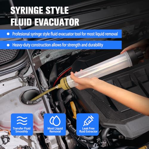 500ml Fluid Extractor & Manual Automotive Fluid Extractor Pump Oil Syringe with Suction Hose and Extension Tubes for Efficient Oil Change, Fuel Transfer Fluid Syringe (500ml) - size: 500ml