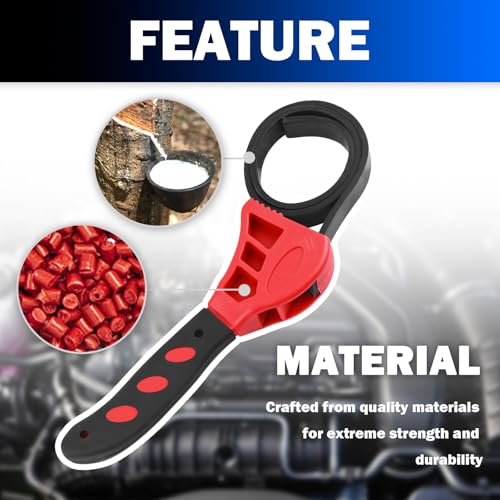 2PCS Rubber Strap Wrench Plumbing,Non-Slip Universal Oil Filter Wrench | with 8" Large & 6" Small for Oil Filter,Drain,Pipes,Sewer Cap,Adjustable Strap Wrenches Heavy Duty