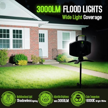 SYLSTAR 30W Rechargeable LED Work Light, 3000LM Magnetic, 5 Modes, 360 Rotatable & Foldable, Waterproof for Garage, Job Site, Camping, Car Repairing - color: Green