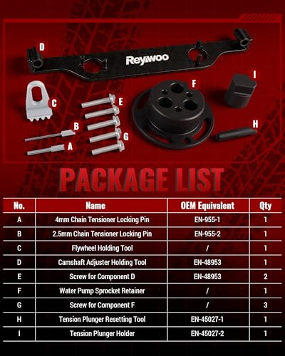 Reywoo Timing Tool Kit Compatible with Buick Chevrolet GMC 2.0 2.4 Ecotec | Replaces EN48953; Camshaft Actuator Lock, Cam Phaser & Water Pump Sprocket Retainer Tool