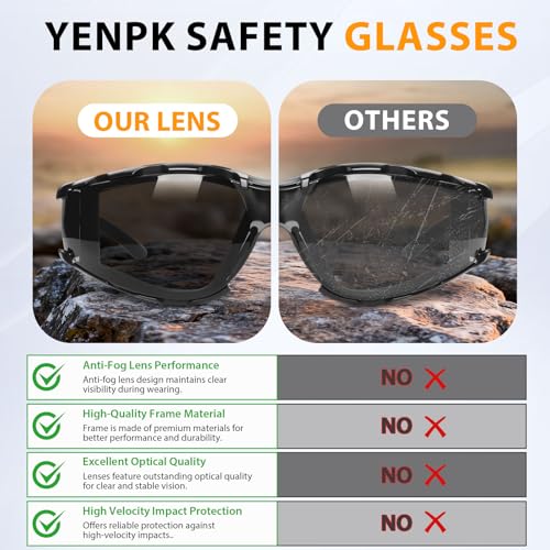 Safety Glasses for Men and Women, Anti-Fog UV Protection, Clear Lens Eye Protection Glasses Impact Resistant - color: 6pack-gray