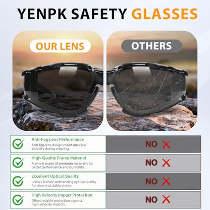 Safety Glasses for Men and Women, Anti-Fog UV Protection, Clear Lens Eye Protection Glasses Impact Resistant - color: 6pack-gray