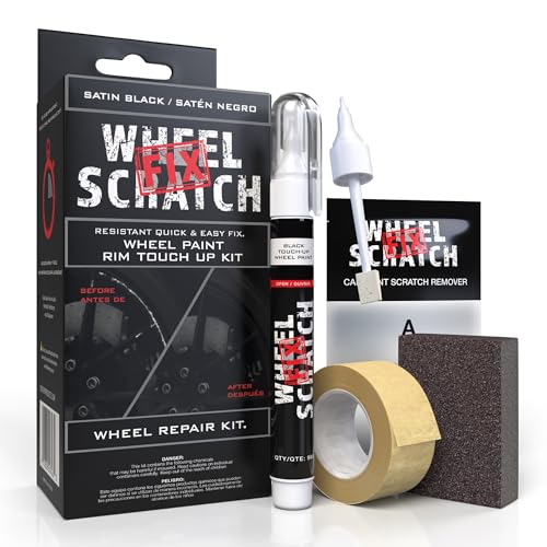 Wheel Scratch Fix® Matte Black Touch Up Paint for Cars - DIY Alloy Wheel Repair Kit, Curb Rash Remover with Fast-Drying Pen - Long-Lasting OEM Finish Car Rim Paint for Scuffs and Chips at Home (Satin/Matte Black) - color: Black - Satin/Matte - Kit