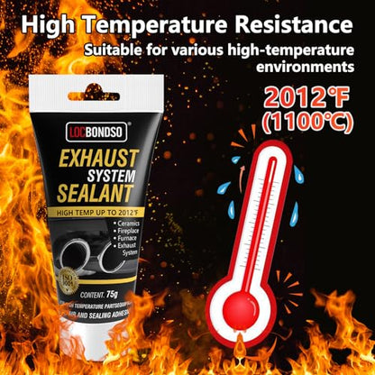 LOCBONDSO Muffler Repair Kit, Heat Resistant Up to 2012°F Exhaust Sealant, Professional Seal for Exhaust Systems, Mufflers, Tailpipes, and Catalytic Converters, 2.6 oz