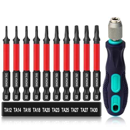 Triangle Screwdriver Bits w/1/4" Quick Change Bit Driver, 10PCS Upgraded S2 Steel Impact Triangle Drill Bit Set Size TA12/14/16/18/20/23/25/27(x2)/30, 2.55'' Triangle Bit Set, Triangle Screwdriver Set - style: E. Triangle Screwdriver Bits