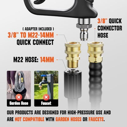 Short Pressure Washer Gun with 360°Swivel, 4000 PIS Power Washer Gun | Stubby High Pressure Washer Gun, 3/8" Male Plug, 1/4" Quick Connect, 5 Spray Nozzle, Car Wash Gun for Foam Cannon - color: Black-360° Swivel Inlet
