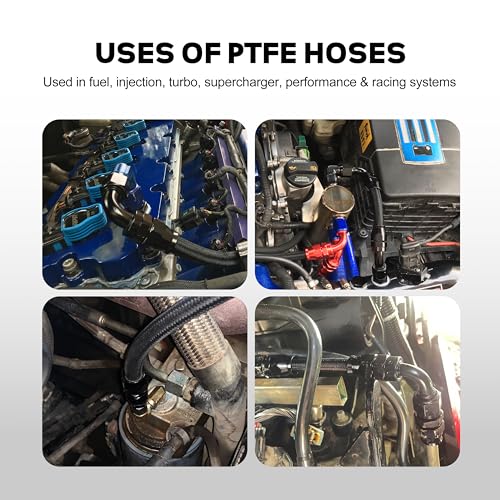 8AN PTFE Fuel Line Kit AN8 E85 Nylon Braided Fuel Hose Line 10FT with 8PCS Swivel Fuel Hose Fitting Adapter Fitting Kit - size: 8AN