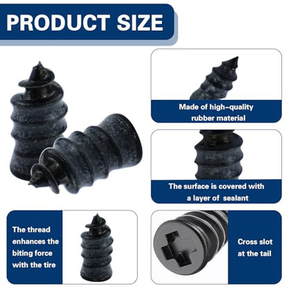 70 Pcs Tire Repair Rubber Nail Kit with Sealant Glue & Screwdriver | Self-Service Tubeless Tire Puncture Repair Screws, 2 Sizes for Car, Motorcycle, Truck, ATV, Tractor, Lawn Mower