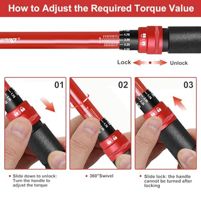 ATsafepro 3/8-Inch Drive Click Torque Wrench,Dual-Direction Adjustable,72-Tooth Dual Range Scales-5-50Ft-Lb/6.8-68Nm,Quick Release Ratchets - style: 3/8" Torque Wrench Set