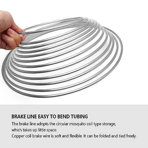25Ft of 3/16 Zinc Plated Copper Brake Line Kit - Includes 16 Inverted Flare Fittings - Universal Copper Coil Brake Line Repair Kit for Car,Home,Industrial (Silver) - color: Silver