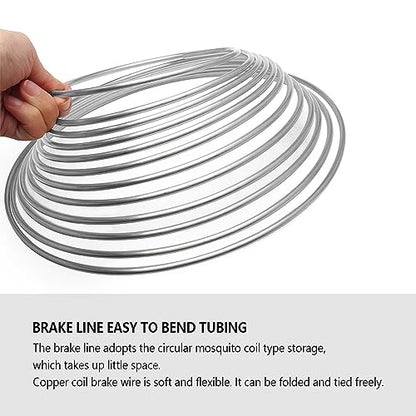 25Ft of 3/16 Zinc Plated Copper Brake Line Kit - Includes 16 Inverted Flare Fittings - Universal Copper Coil Brake Line Repair Kit for Car,Home,Industrial (Silver) - color: Silver