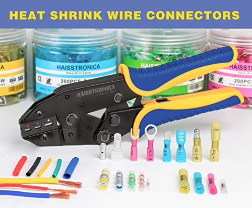 Haisstronica 260PCS Heat Shrink Spade Connectors - Quick Disconnect Female & Male Spade Terminals for Watercraft, Electronics & Automotive - size: AWG 22-10, style: Male&Female Kit 260PCS