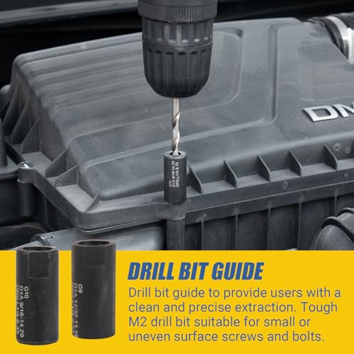 Broken Bolt Extractor, 25-Piece Drill Bit Extractor Set,Easy Out Drill Bit Guides,Drill Extractor Kit for Removing Stripped,Damaged,Rusted, Rounded-Off Bolts, Automotive Nuts & Screws