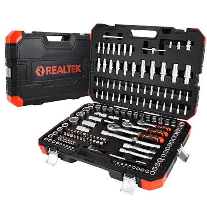1/4" Socket Ratchet Wrench Screwdriver Set, 172PCS CR-V Metric Wrench Set with Extension Bar, Quick-Release Ratchet Wrench with Bit Socket Set for Auto Repairing, Household with Durable Tool Case - size: 172 Pieces 1/4"3/8"1/2" Drive Socket Set