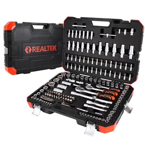 1/4" Socket Ratchet Wrench Screwdriver Set, 172PCS CR-V Metric Wrench Set with Extension Bar, Quick-Release Ratchet Wrench with Bit Socket Set for Auto Repairing, Household with Durable Tool Case - size: 172 Pieces 1/4"3/8"1/2" Drive Socket Set