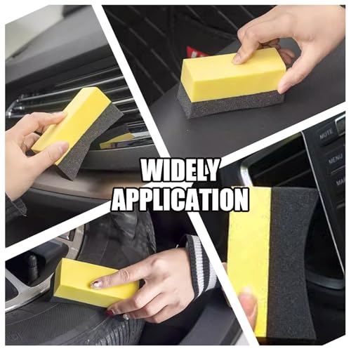 Uenhoy 4 Pcs Tire Dressing Applicator Pads Contour Shine Sponge Car Detail | Sponge & PE Build, Crescent Grip Top, Rectangle Foam Base, Strong Absorption, For Tire Shine Wax Glass Household Cleaning